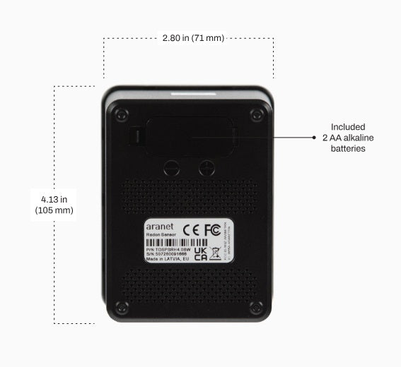 rear view of aranet radon one monitor