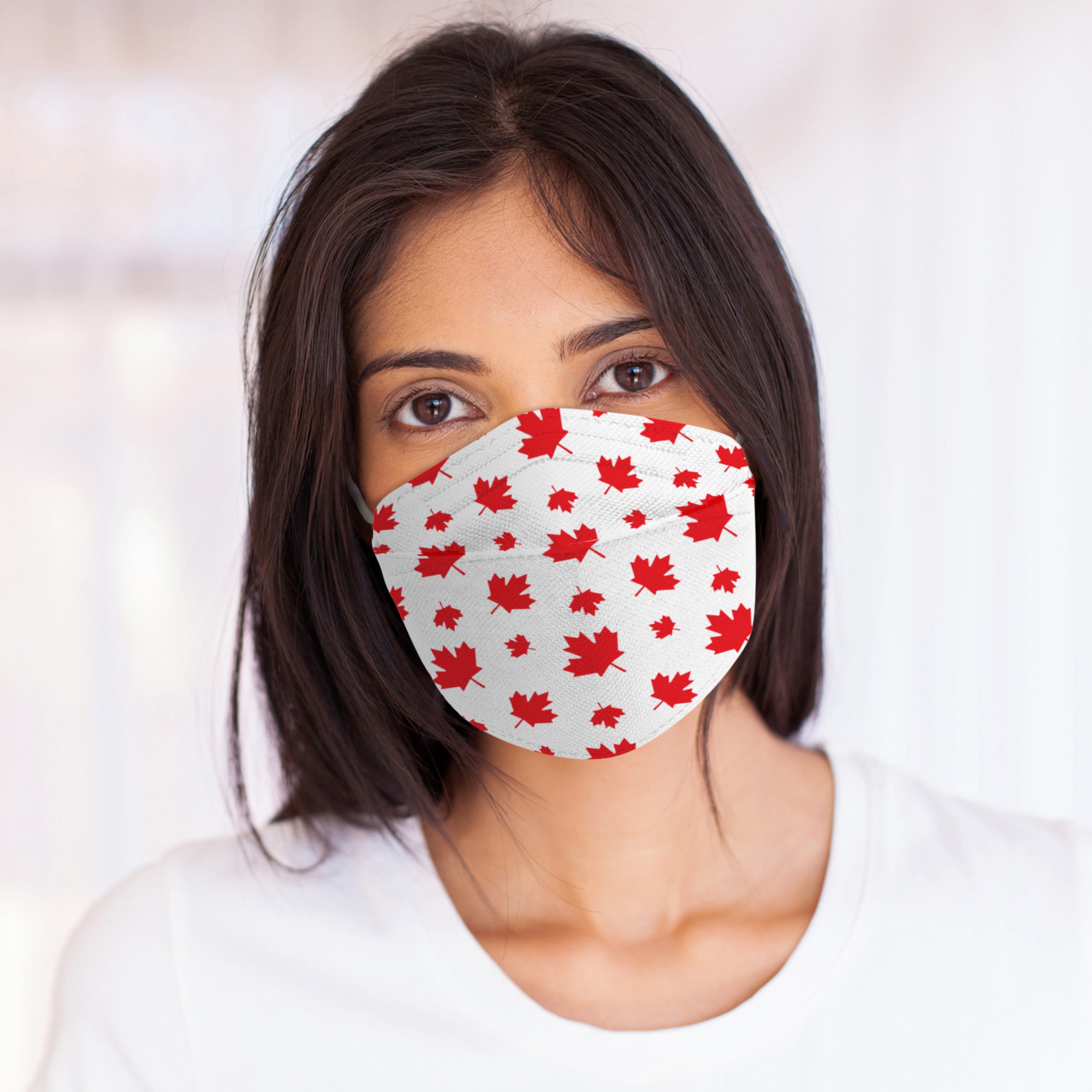 Woman wearing Maple Leaf Respirator Face Mask - Canada Masq CA-N95 sold by Canada Strong Masks