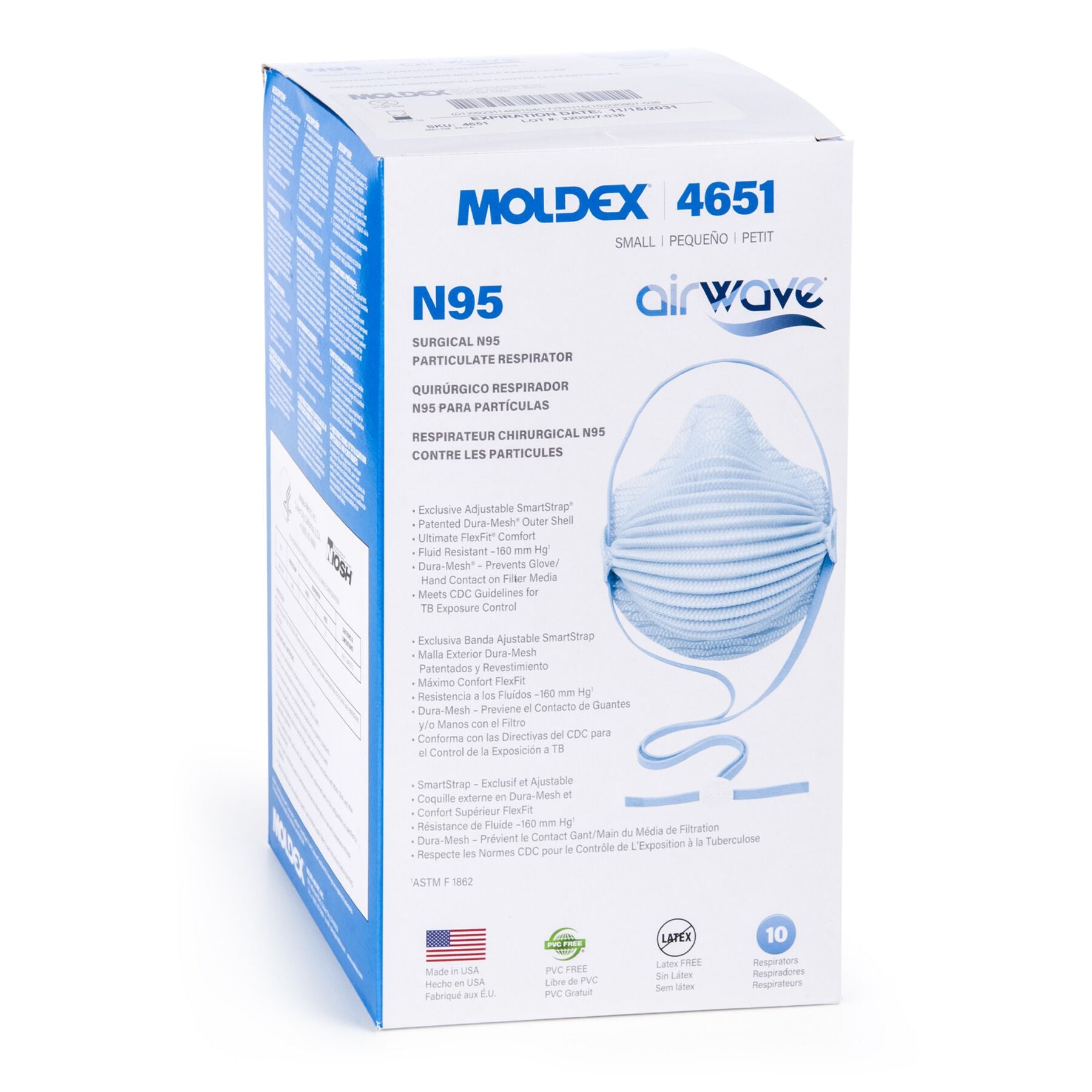Moldex 4651 Airwave (Small) NIOSH N95 Healthcare Respirator Mask - Made in USA